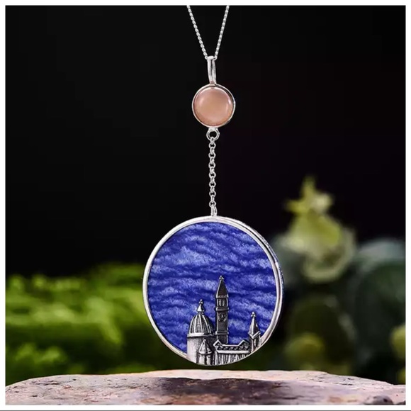 Artisan Handmade Aventurine 925 Silver The Zuwena Cathedral Necklace - Picture 1 of 7